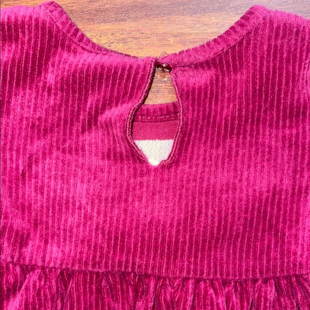 Baby Girl Burgundy Dress with Snowman Design
